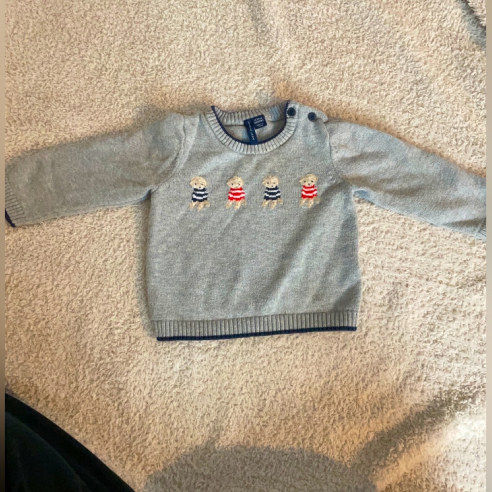 Janie and Jack Teddy Bear Knit Sweater 12-18M